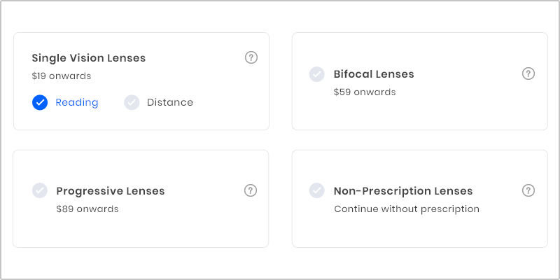 Select lens as per prescription