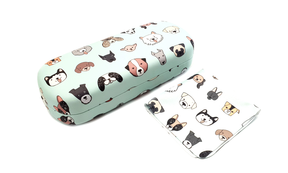 Dog print designer glasses case