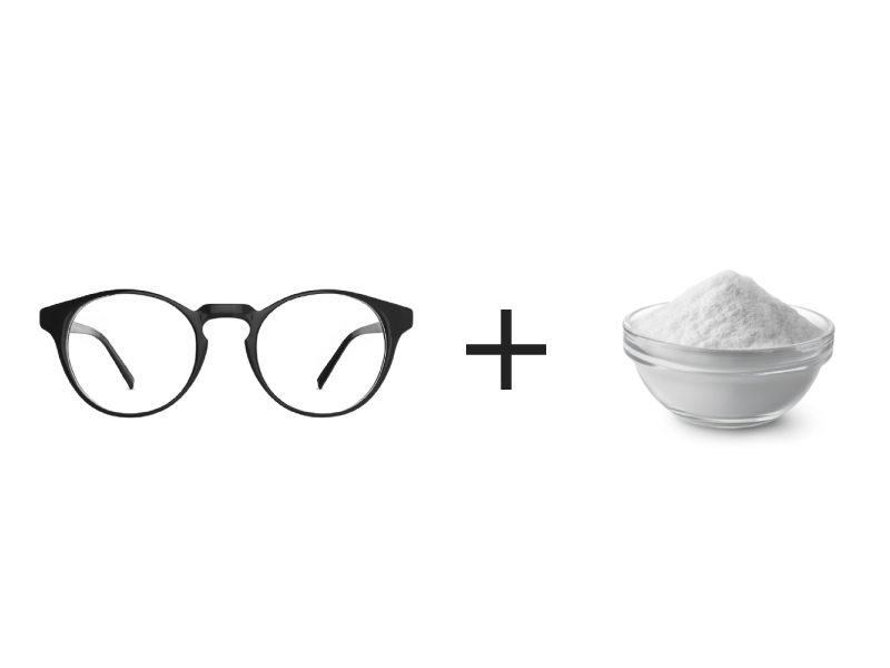 Remove glasses scratches with baking soda